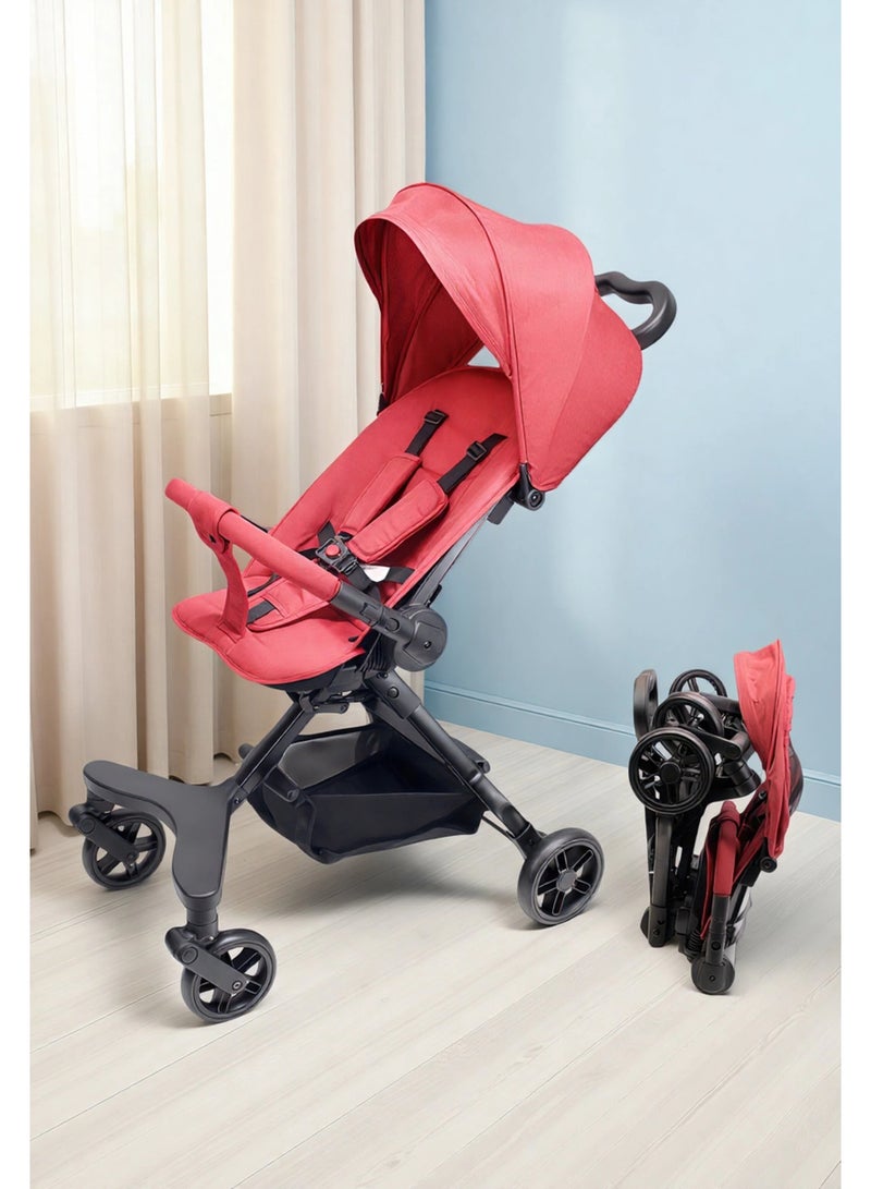 Two-way Foldable Ultra Lightweight Travel Stroller with Multi Position Reclining Seat Adjustable Canopy Foldable Storage Basket Foldable Gear for Airplane NO.1101 - Image 1